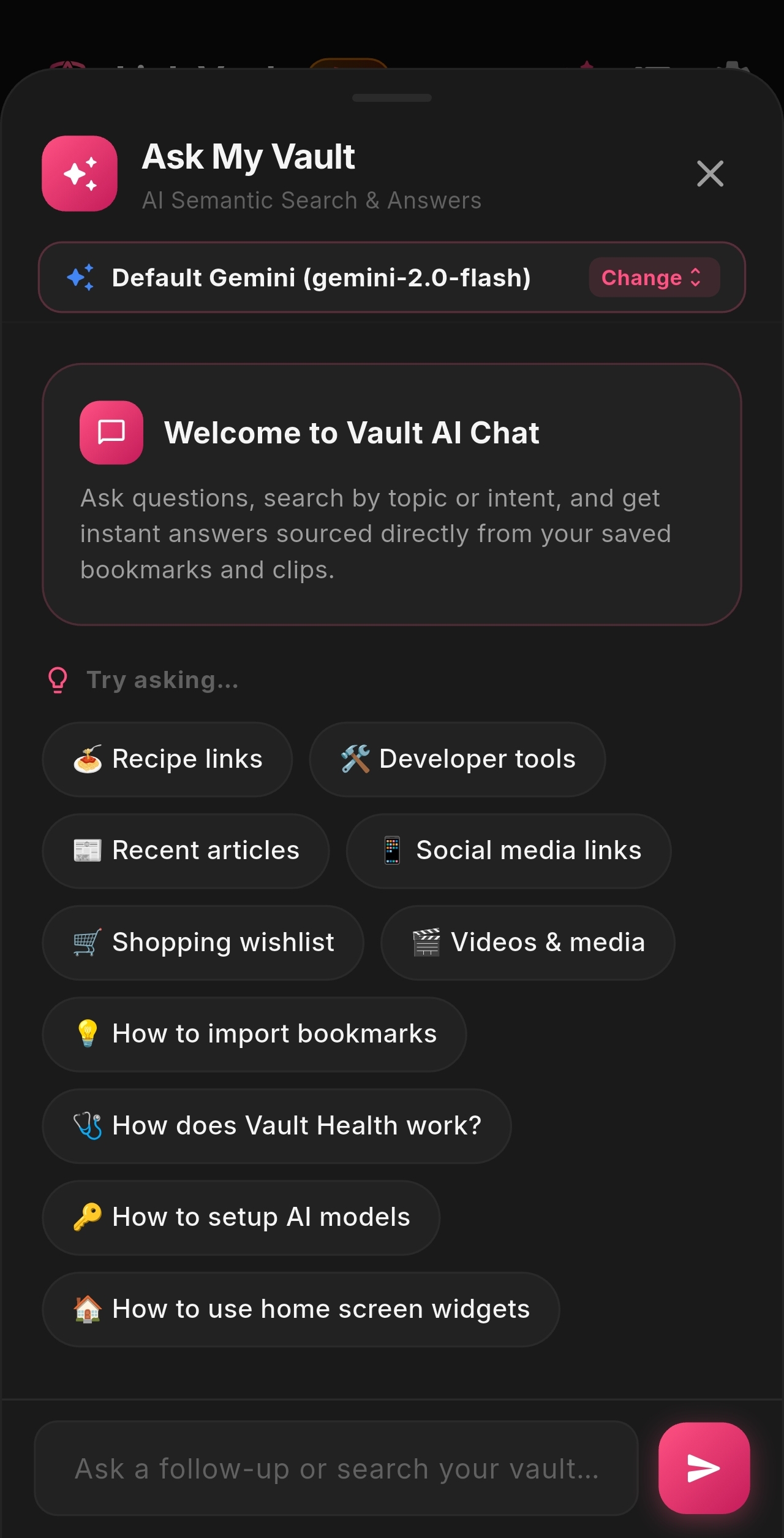 Ask My Vault AI chat assistant