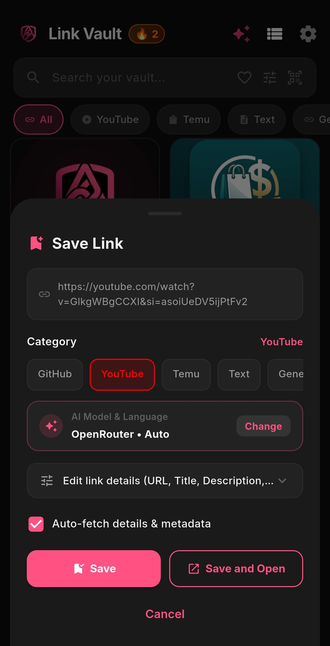 1-Tap Save from share sheet